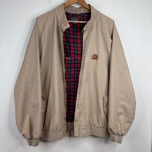 Vintage Izod Harrington Jacket XL Plaid Lined Baracuta Style Bomber Old Money